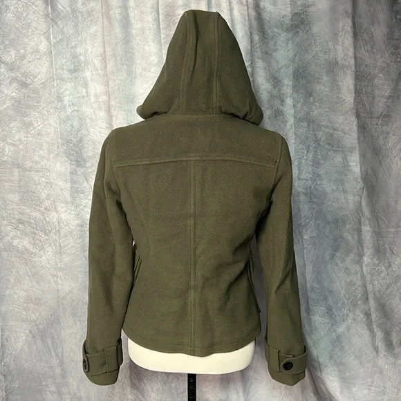 Xhilaration Military Inspired Olive Green Cropped Trench Coat - Medium - Picture 4 of 12